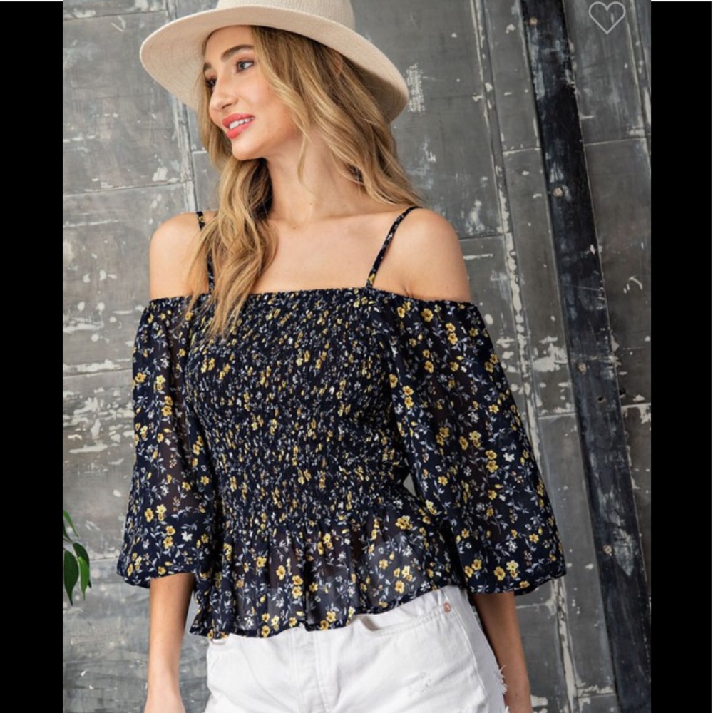 Multi floral off shoulder top